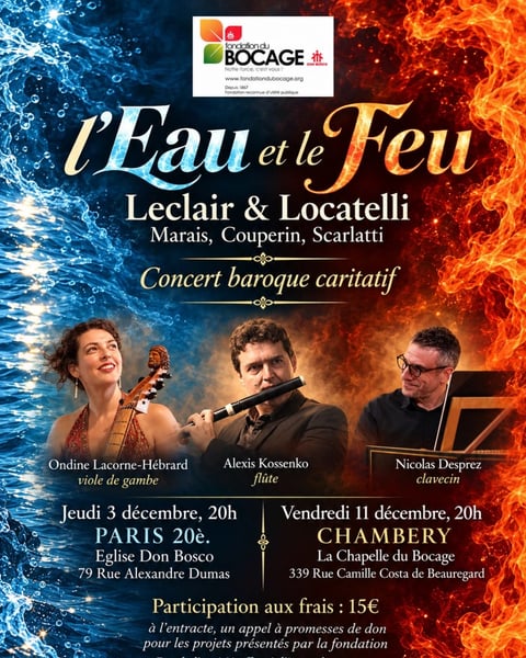 L’Eau et le Feu, concert baroque caritatif à Chambéry